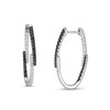 Thumbnail Image 1 of 5/8 CT. T.W. Black and White Diamond Inside-Out Overlay Hoop Earrings in 10K White Gold