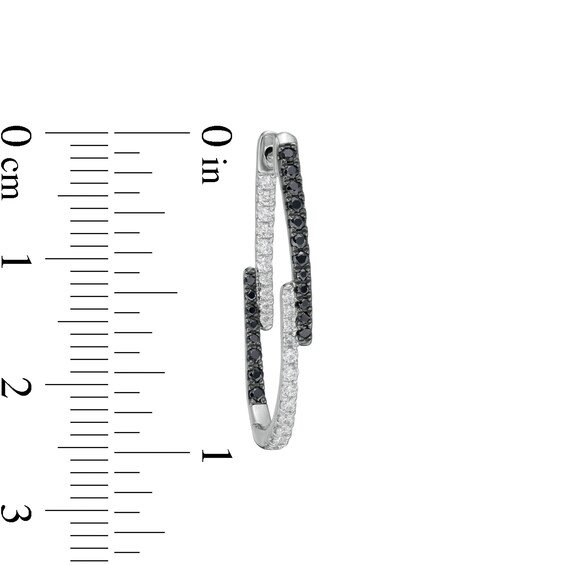 5/8 CT. T.w. Black and White Diamond Inside-Out Overlay Hoop Earrings in 10K White Gold