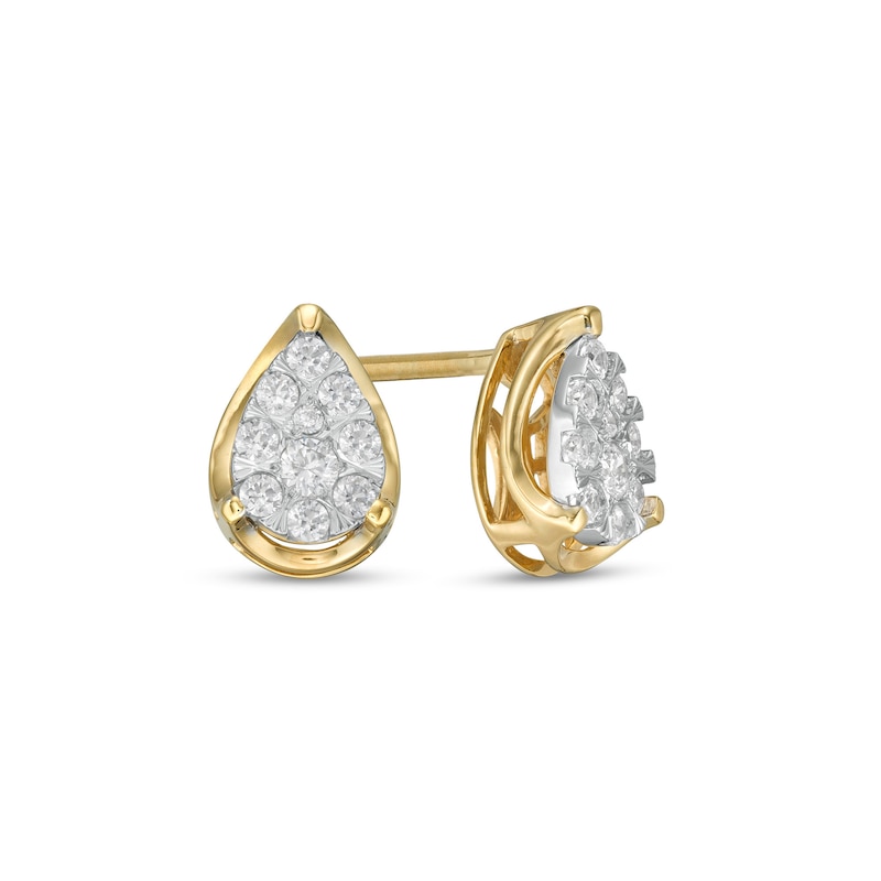 1/4 CT. T.W. Pear-Shaped Multi-Diamond Stud Earrings in 10K Gold