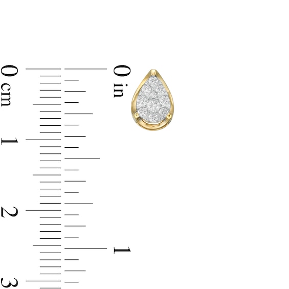 1/4 CT. T.w. Pear-Shaped Multi-Diamond Stud Earrings in 10K Gold