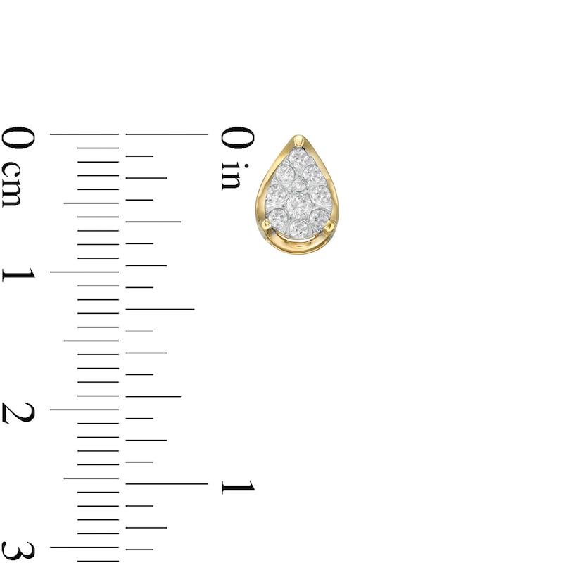 1/4 CT. T.W. Pear-Shaped Multi-Diamond Stud Earrings in 10K Gold