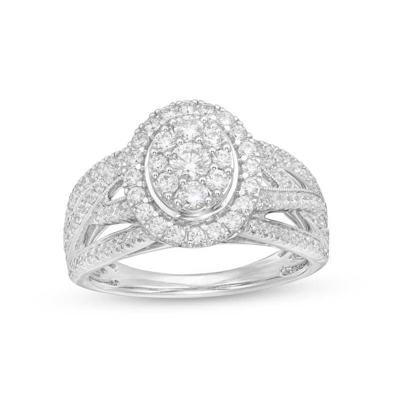Main Image 1 of 1 CT. T.W. Multi-Diamond Frame Twist Shank Ring in 10K White Gold