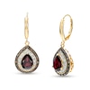 Pear-Shaped Garnet and 1/5 CT. T.W. Red Enhanced and White Diamond Drop Earrings in Sterling Silver with 14K Gold Plate
