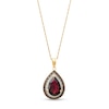 Thumbnail Image 1 of Pear-Shaped Garnet and 1/5 CT. T.W. Red Enhanced and White Diamond Pendant in Sterling Silver with 14K Gold Plate
