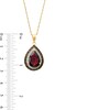 Thumbnail Image 3 of Pear-Shaped Garnet and 1/5 CT. T.W. Red Enhanced and White Diamond Pendant in Sterling Silver with 14K Gold Plate