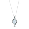 Thumbnail Image 1 of Oval Sky Blue Topaz with Blue Enhanced and White Diamond Bead Flame Pendant in Sterling Silver and Blue Rhodium