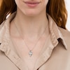 Thumbnail Image 2 of Oval Sky Blue Topaz with Blue Enhanced and White Diamond Bead Flame Pendant in Sterling Silver and Blue Rhodium