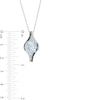 Thumbnail Image 3 of Oval Sky Blue Topaz with Blue Enhanced and White Diamond Bead Flame Pendant in Sterling Silver and Blue Rhodium