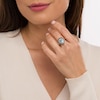Thumbnail Image 2 of Pear-Shaped Sky Blue Topaz and 1/8 CT. T.W. Blue Enhanced and White Diamond Double Frame Ring in Sterling Silver