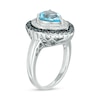 Thumbnail Image 2 of Pear-Shaped Sky Blue Topaz and 1/8 CT. T.W. Blue Enhanced and White Diamond Double Frame Ring in Sterling Silver