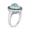 Thumbnail Image 3 of Pear-Shaped Sky Blue Topaz and 1/8 CT. T.W. Blue Enhanced and White Diamond Double Frame Ring in Sterling Silver