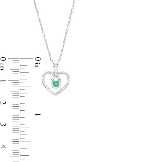 3.0mm Emerald and Diamond Accent Loop Heart Pendant in Sterling Silver
