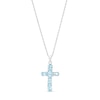 Thumbnail Image 1 of Oval Sky Blue Topaz Cross Pendant in Sterling Silver