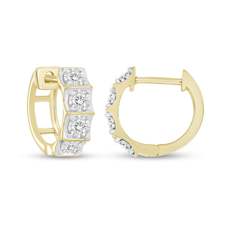 Main Image 1 of 1/4 CT. T.W. Diamond Four Stone Huggie Hoop Earrings in 10K Gold