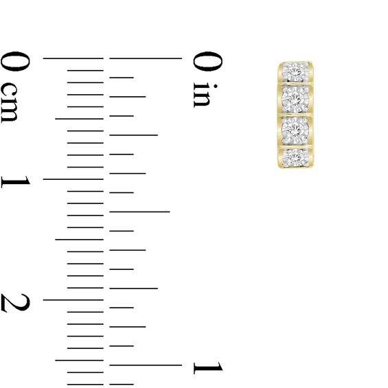 1/4 CT. T.w. Diamond Four Stone Huggie Hoop Earrings in 10K Gold