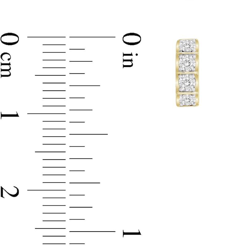 Main Image 2 of 1/4 CT. T.W. Diamond Four Stone Huggie Hoop Earrings in 10K Gold