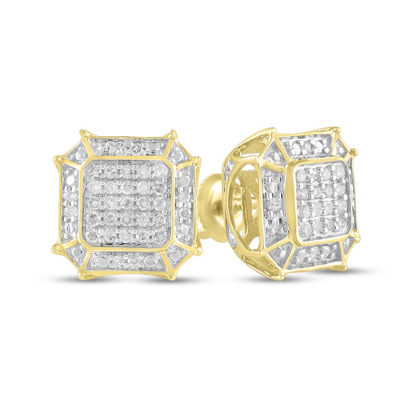 Main Image 1 of 1/6 CT. T.W. Composite Diamond Octagonal Divided Frame Stud Earrings in 10K Gold