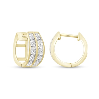 1/4 CT. T.W. Diamond Double Row Huggie Hoop Earrings in 10K Gold