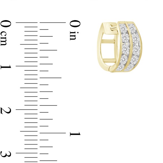 Men's 1/4 CT. T.w. Diamond Double Row Huggie Hoop Earrings in 10K Gold