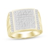 Thumbnail Image 1 of Men's 1/4 CT. T.W. Composite Diamond Square-Top with Side Accent Multi-Groove Shank Ring in 10K Gold