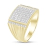 Thumbnail Image 2 of Men's 1/4 CT. T.W. Composite Diamond Square-Top with Side Accent Multi-Groove Shank Ring in 10K Gold