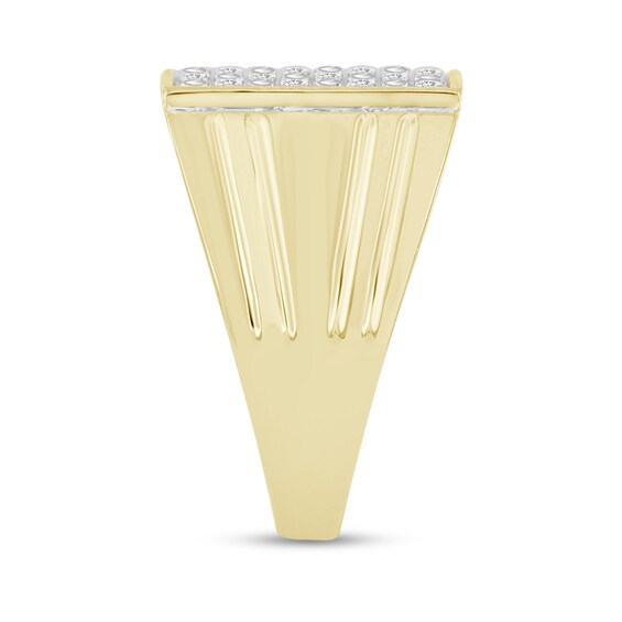 1/4 CT. T.w. Composite Diamond Square-Top with Side Accent Multi-Groove Shank Ring in 10K Gold