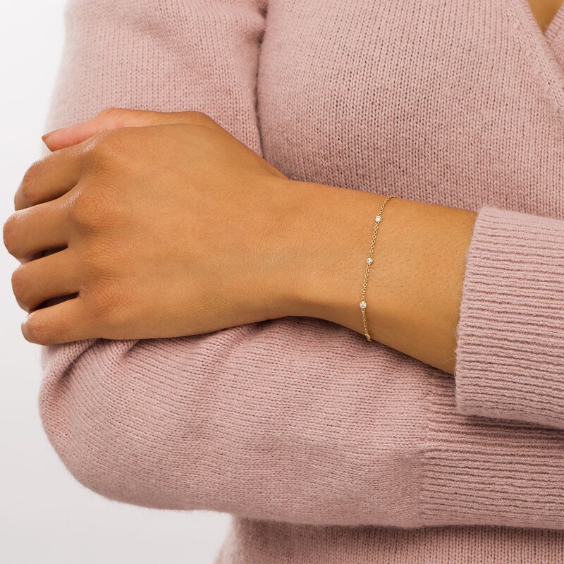 Main Image 2 of 1/5 CT. T.W. Diamond Station Bracelet in 10K Gold – 7.25"