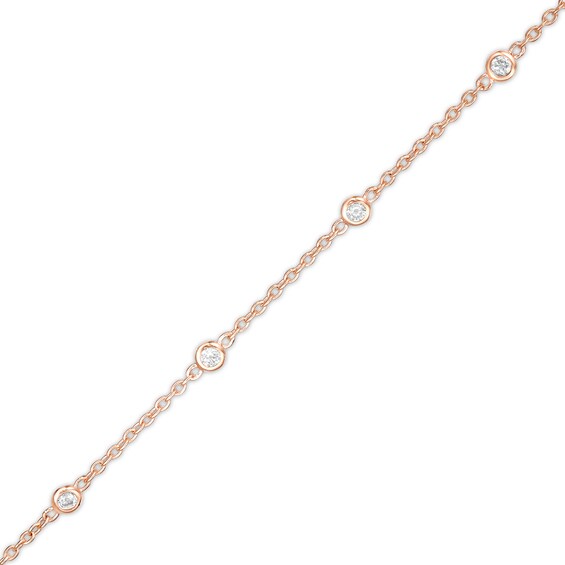 1/5 CT. T.w. Diamond Station Bracelet in 10K Rose Gold – 7.25"