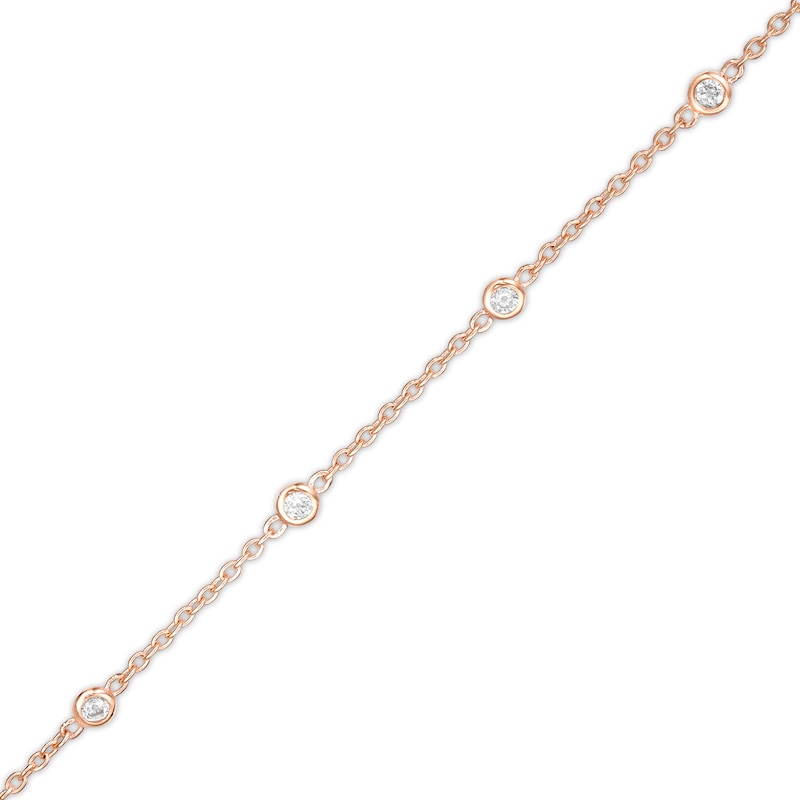 Main Image 1 of 1/5 CT. T.W. Diamond Station Bracelet in 10K Rose Gold – 7.25"