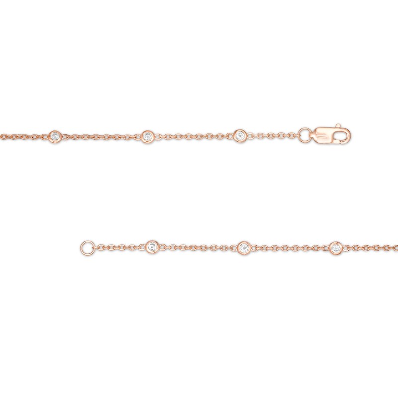 Main Image 3 of 1/5 CT. T.W. Diamond Station Bracelet in 10K Rose Gold – 7.25"