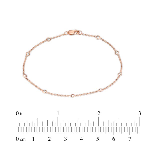 1/5 CT. T.w. Diamond Station Bracelet in 10K Rose Gold â 7.25"