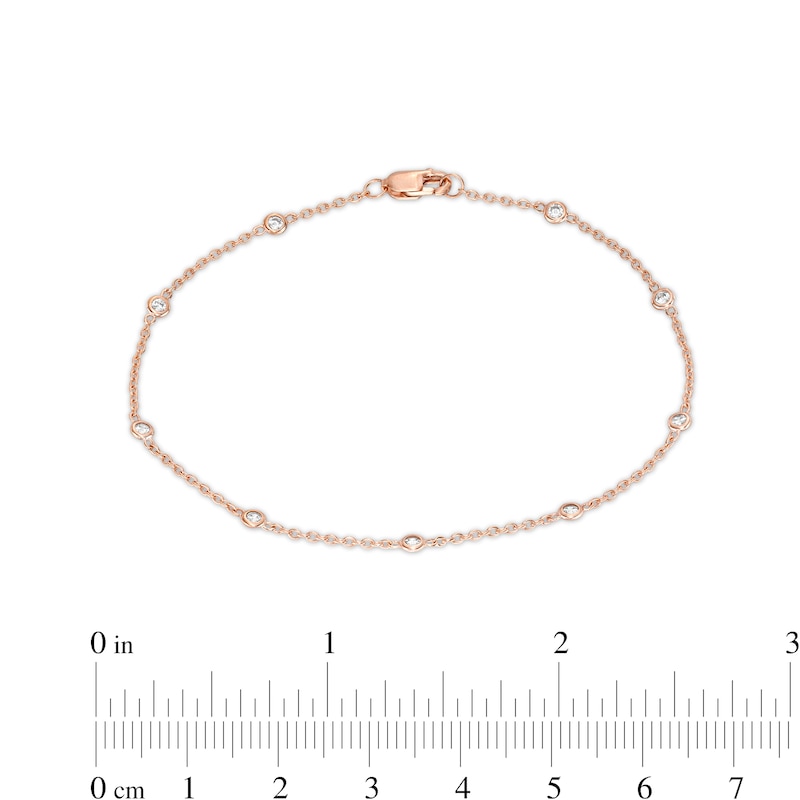 Main Image 4 of 1/5 CT. T.W. Diamond Station Bracelet in 10K Rose Gold – 7.25"
