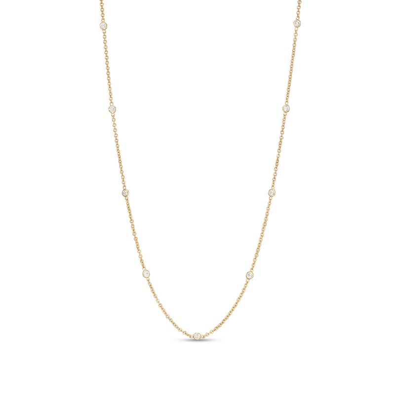 Main Image 1 of 1/5 CT. T.W. Diamond Station Necklace in 10K Gold