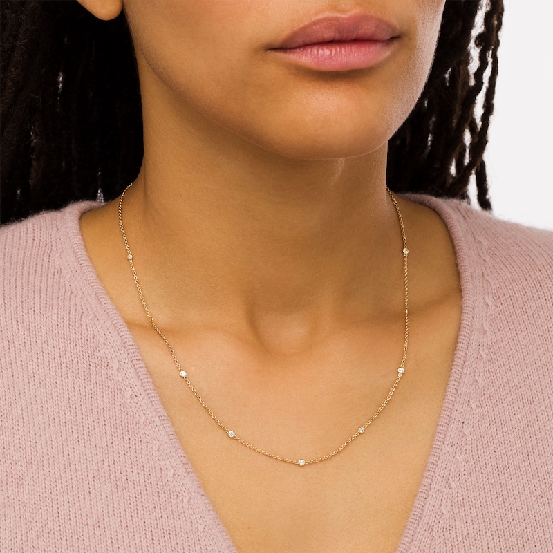 Main Image 2 of 1/5 CT. T.W. Diamond Station Necklace in 10K Gold