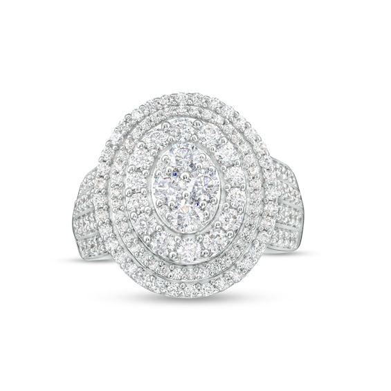 2 CT. T.w. Oval-Shaped Multi-Diamond Triple Frame Ring in 10K White Gold