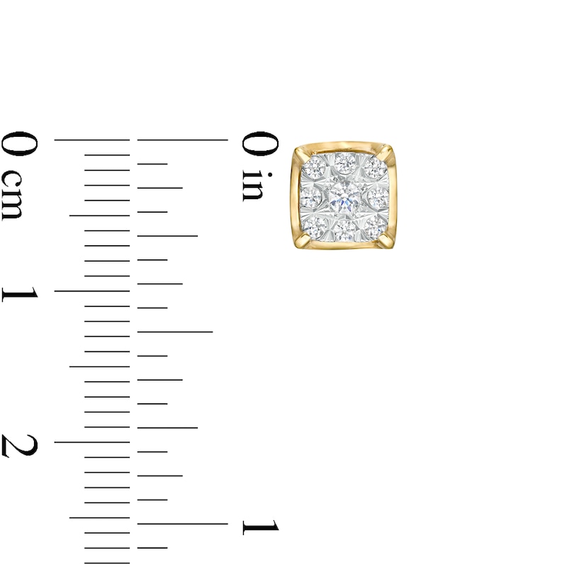 Main Image 3 of 1/4 CT. T.W. Cushion-Shaped Multi-Diamond Stud Earrings in 10K Gold