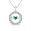 Thumbnail Image 0 of 4.0mm Heart-Shaped Lab-Created Emerald and White Lab-Created Sapphire "MOM" in Circle Pendant in Sterling Silver