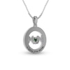 Thumbnail Image 2 of 4.0mm Heart-Shaped Lab-Created Emerald and White Lab-Created Sapphire "MOM" in Circle Pendant in Sterling Silver