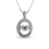 Thumbnail Image 2 of 4.0mm Heart-Shaped Lab-Created Emerald and White Lab-Created Sapphire "MOM" in Circle Pendant in Sterling Silver