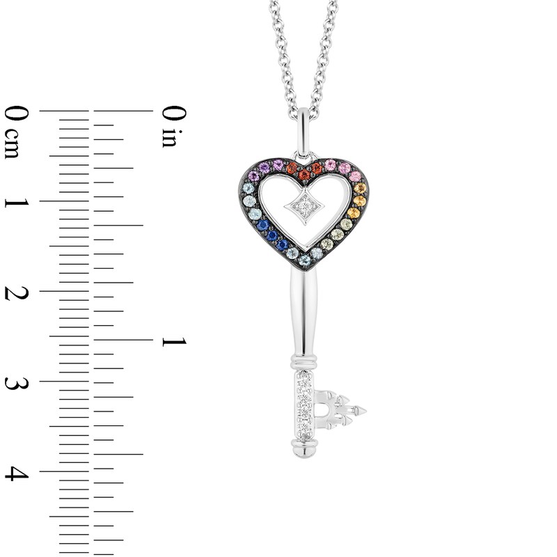 Main Image 3 of Enchanted Disney Ultimate Princess Celebration Multi-Gemstone and 1/15 CT. T.W. Diamond Key Pendant in Sterling Silver