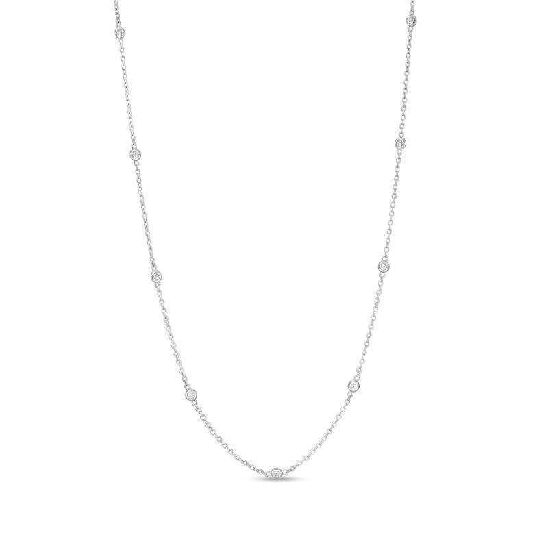 Main Image 1 of 1/5 CT. T.W. Diamond Station Necklace in 10K White Gold