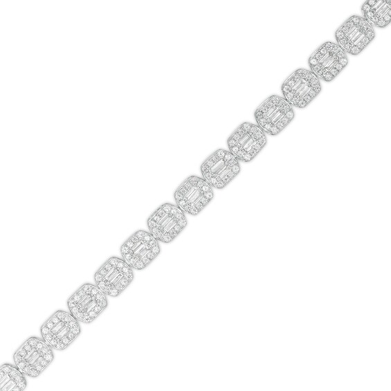 2 CT. T.w. Multi-Diamond Emerald Frame Bracelet in 10K White Gold - 7.5"