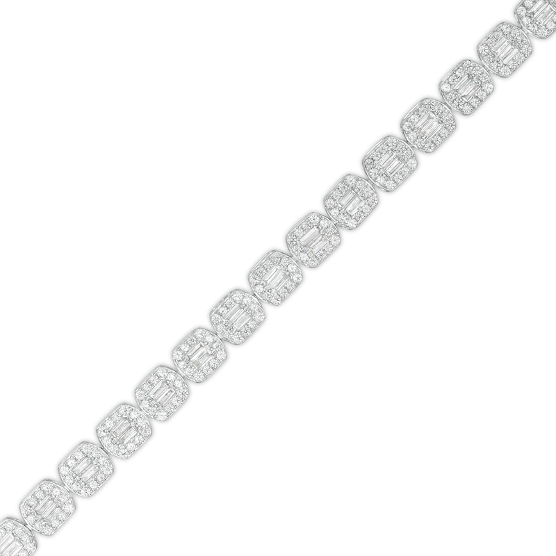 Main Image 1 of 2 CT. T.W. Multi-Diamond Emerald Frame Bracelet in 10K White Gold - 7.5"