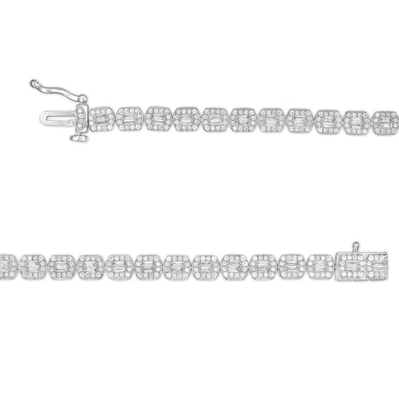 2 CT. T.w. Multi-Diamond Emerald Frame Bracelet in 10K White Gold - 7.5"