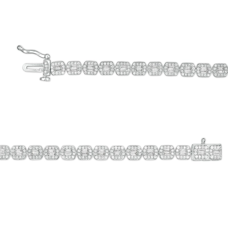 Main Image 3 of 2 CT. T.W. Multi-Diamond Emerald Frame Bracelet in 10K White Gold - 7.5"