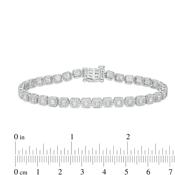2 CT. T.w. Multi-Diamond Emerald Frame Bracelet in 10K White Gold - 7.5"