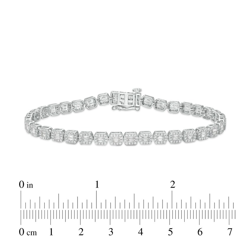 Main Image 4 of 2 CT. T.W. Multi-Diamond Emerald Frame Bracelet in 10K White Gold - 7.5"
