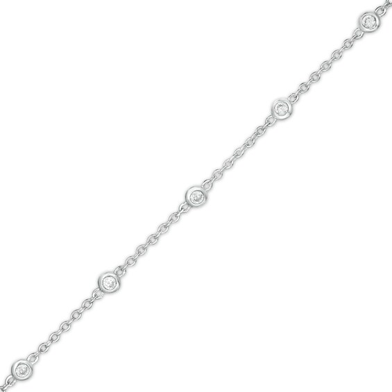 1/5 CT. T.w. Diamond Station Bracelet in 10K White Gold - 7.25"