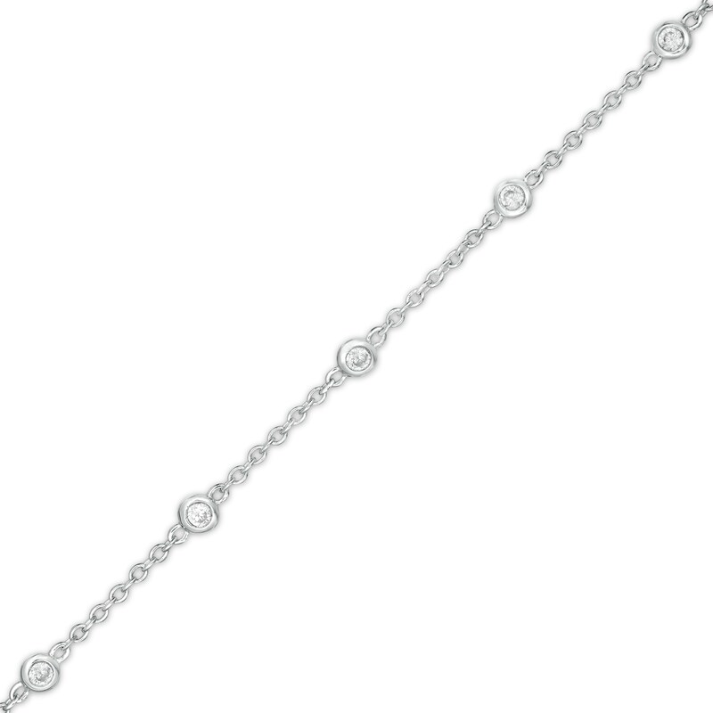 Main Image 1 of 1/5 CT. T.W. Diamond Station Bracelet in 10K White Gold - 7.25"