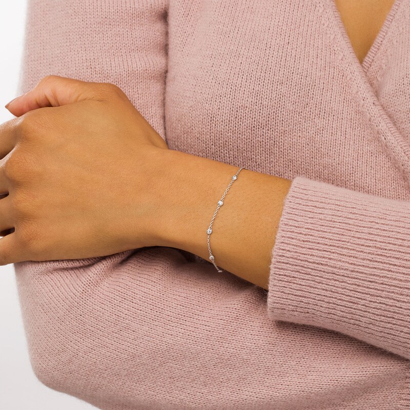 Main Image 2 of 1/5 CT. T.W. Diamond Station Bracelet in 10K White Gold - 7.25"